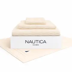 NAUTICA - Set 4 Toallas SAVOY Cara+mano+cuerpo+piso 100% algodón alta calidad crema