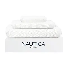 NAUTICA - Set 3 Toallas VIS Cara+mano+cuerpo 100% algodón alta calidad blanco