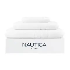 NAUTICA - Set 3 Toallas SIGNATURE Cara+mano+cuerpo 100% algodón alta calidad blanco