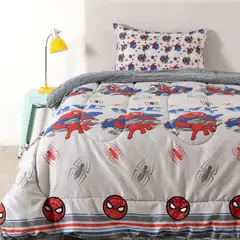 MASHINI - CUBRECAMA PLUMON INFANTIL CON SHERPA SPIDERMAN 1.5 PLAZAS