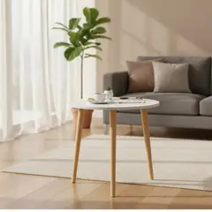 GENERICO - Mesa Centro Minimalista Madera Redonda Decorativa 50cm