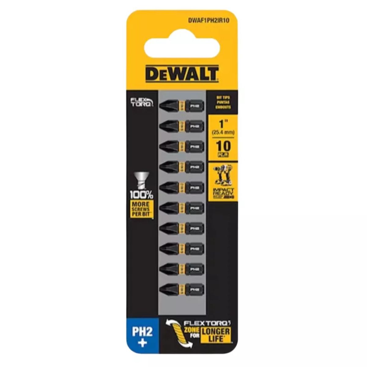DEWALT - Set 10 Puntas Ph2 1'' Flextorq Dewalt DWAF1PH2IR10
