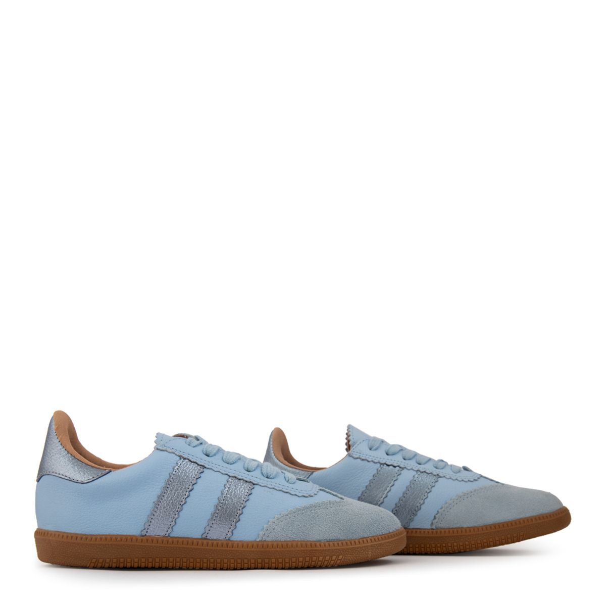 AMPHORA - Zapatilla solar cuero celeste
