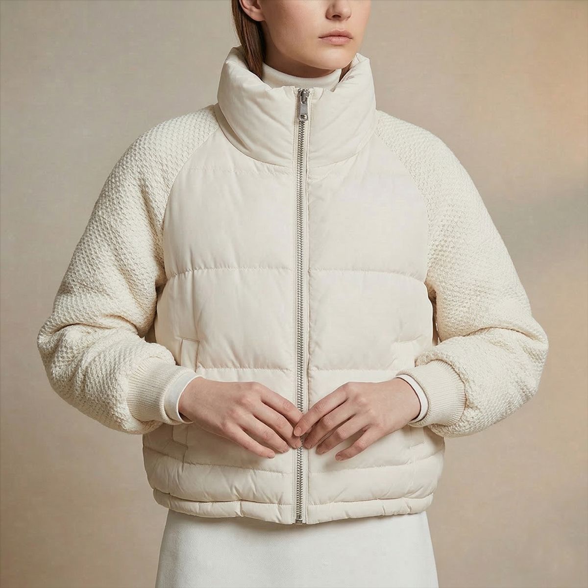 AMPHORA - Parka puffy anika blanco crudo