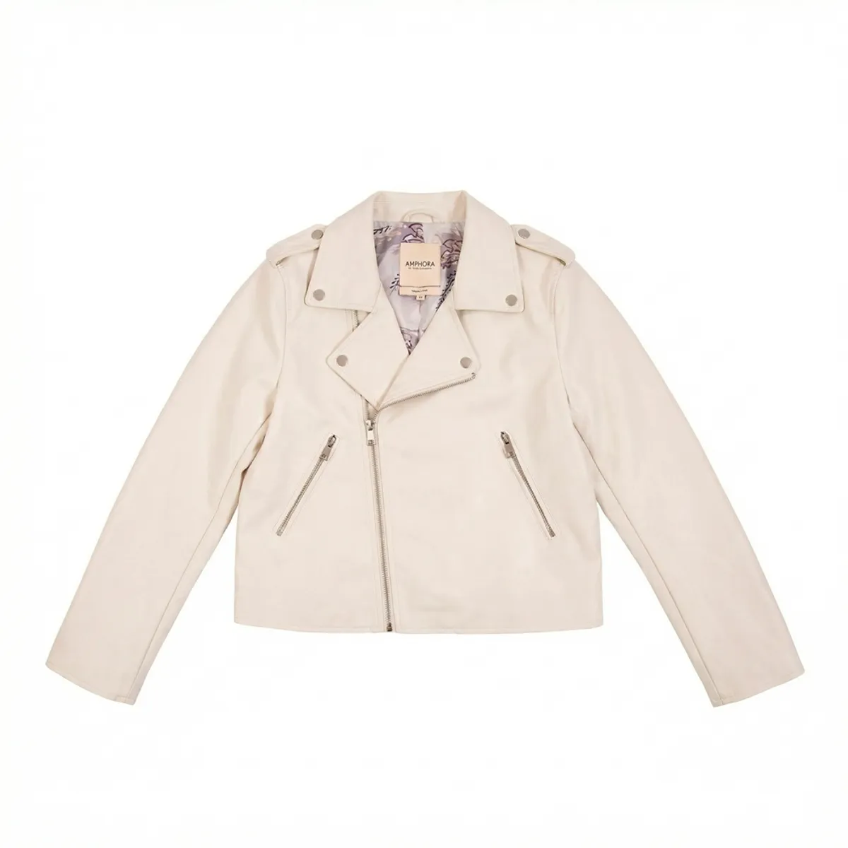 AMPHORA - Biker jacket nancy blanco crudo