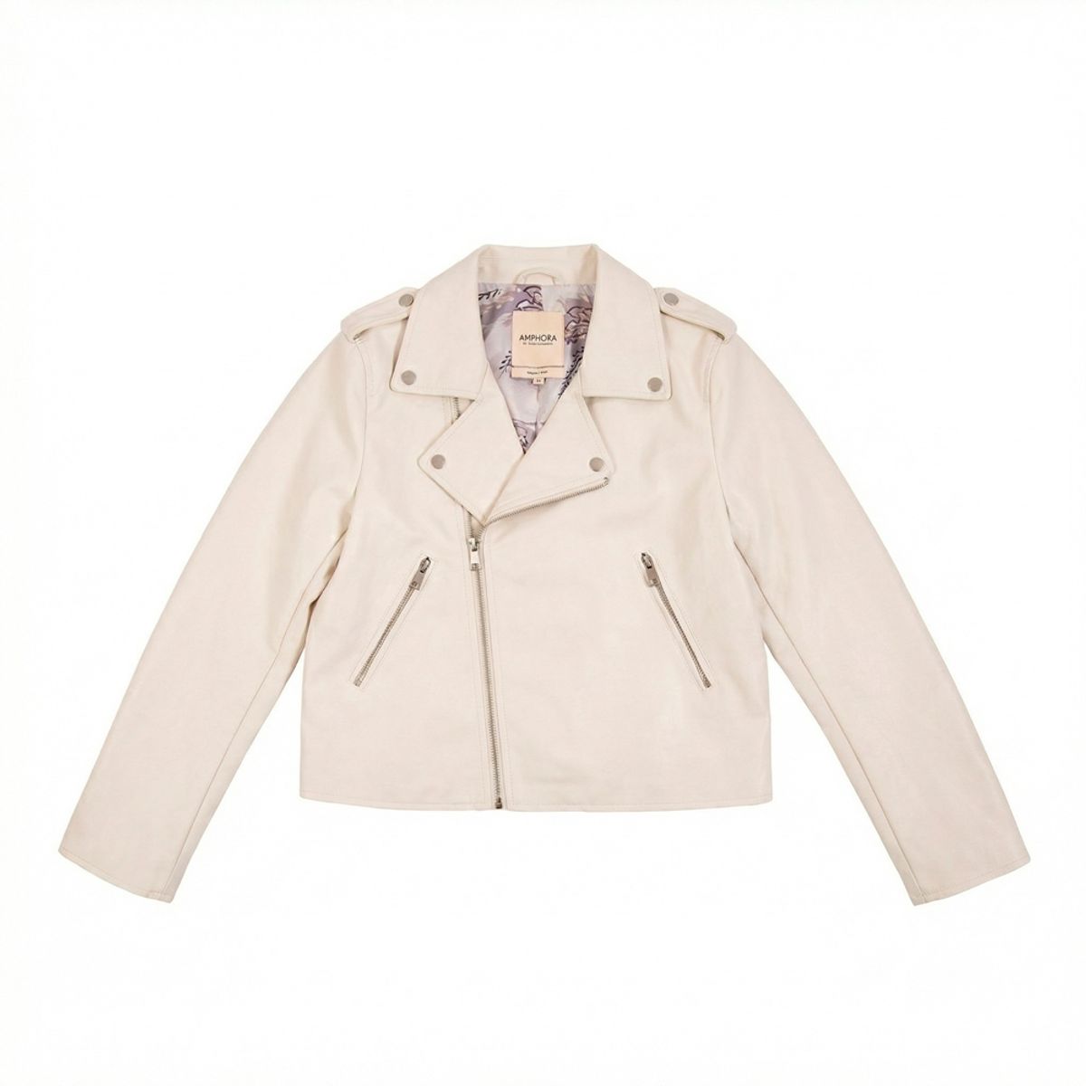 AMPHORA - Biker jacket nancy blanco crudo
