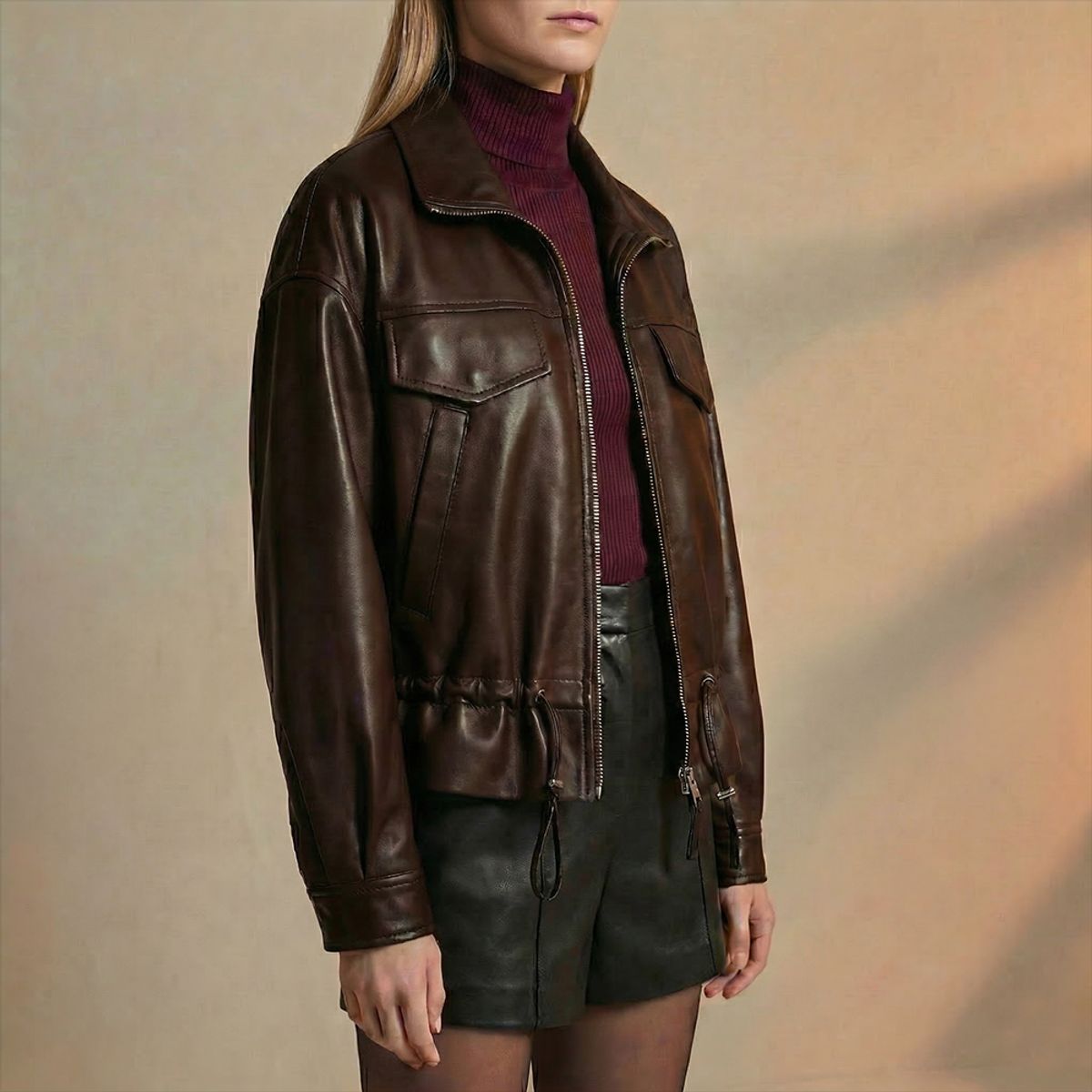 AMPHORA - Retro bomber jacket viviana café oscuro