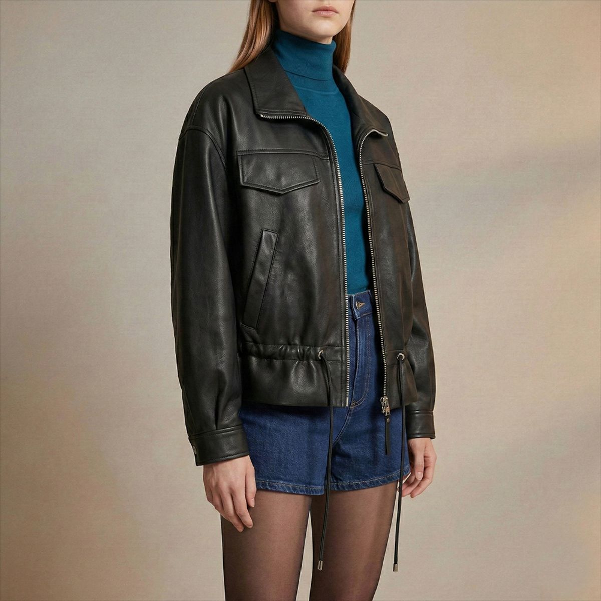 AMPHORA - Retro bomber jacket viviana negro