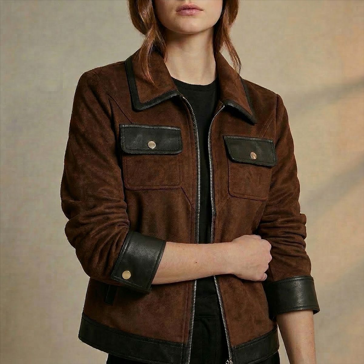 AMPHORA - Jacket selma café oscuro