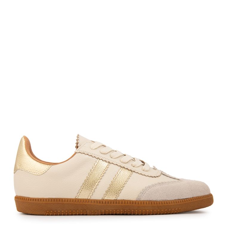 Zapatilla solar cuero beige