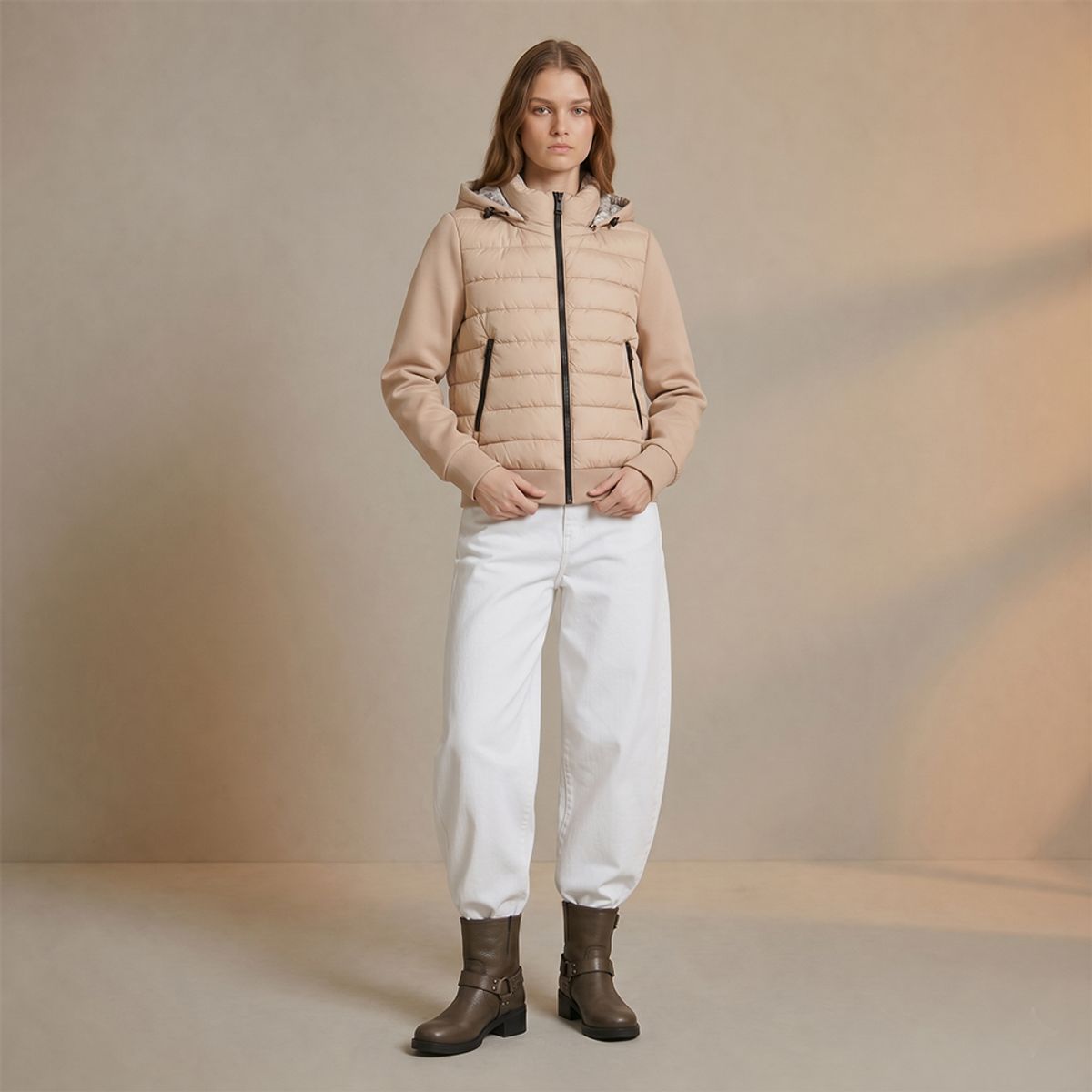 AMPHORA - Chaqueta reversible manuela beige