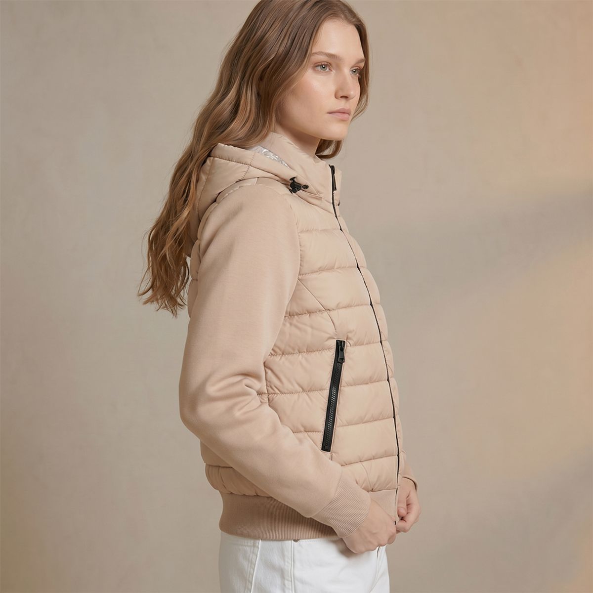 AMPHORA - Chaqueta reversible manuela beige
