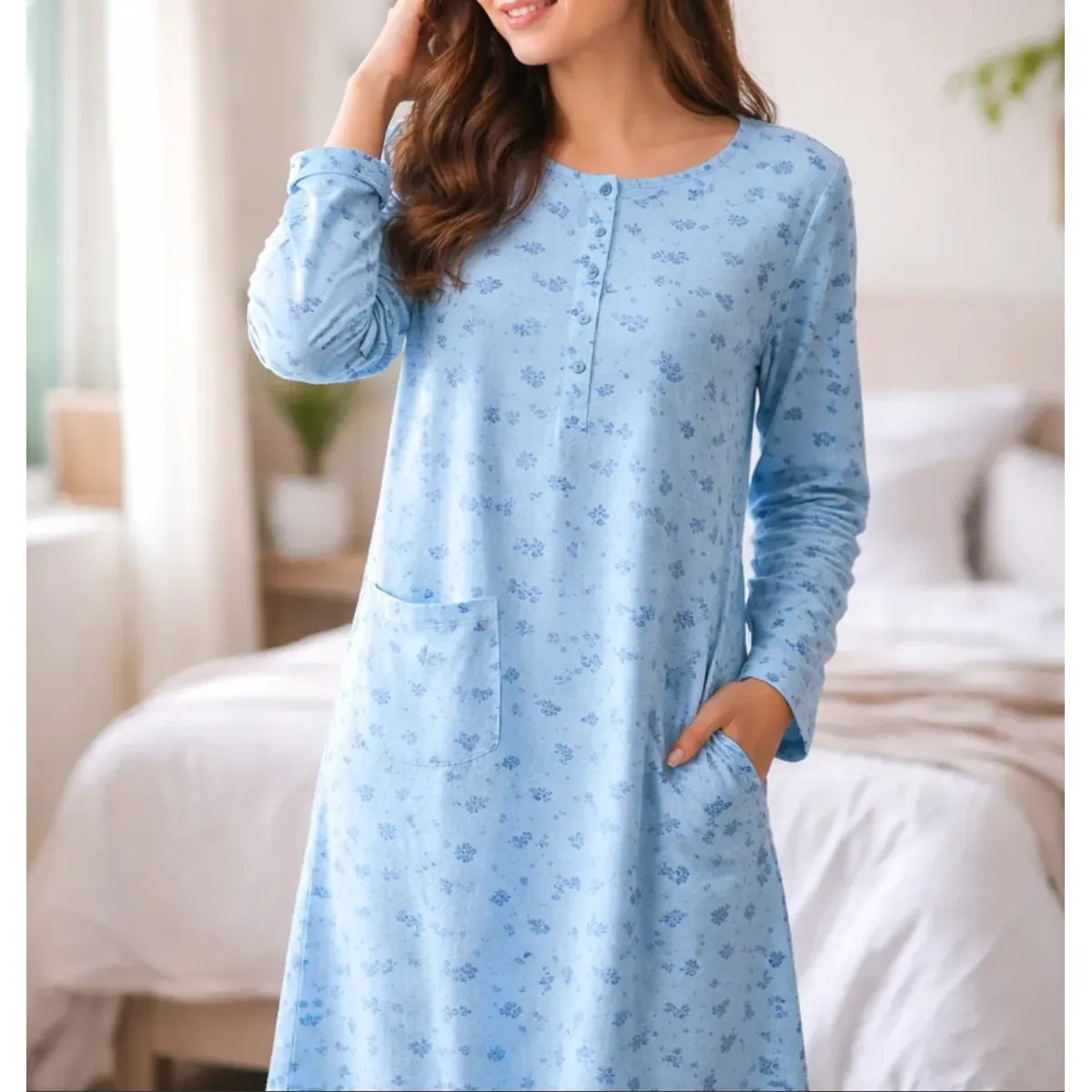 AGW - Pack 3 Camisas De Dormir Mujer Franela Manga Larga