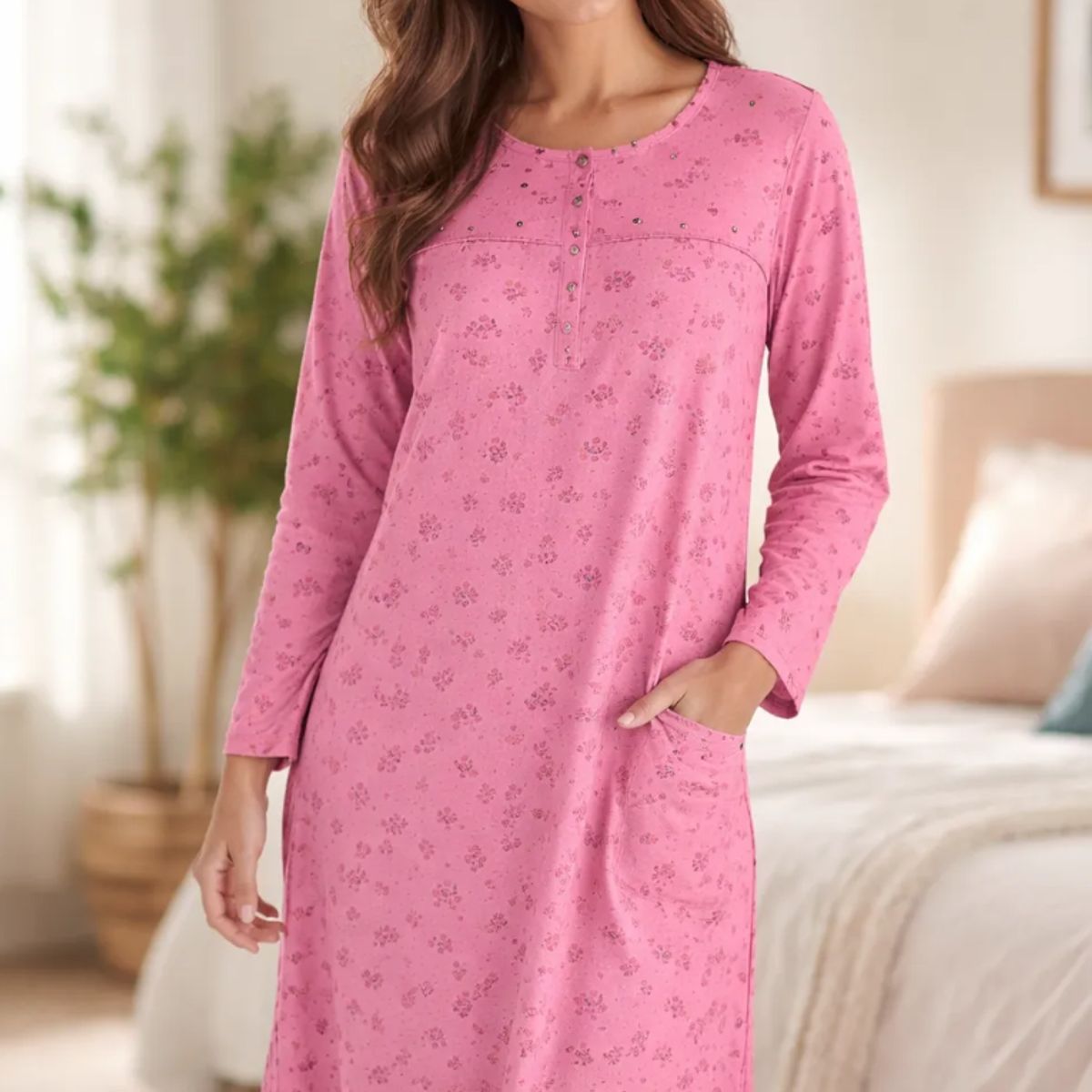 AGW - Pack 3 Camisas De Dormir Mujer Franela Manga Larga