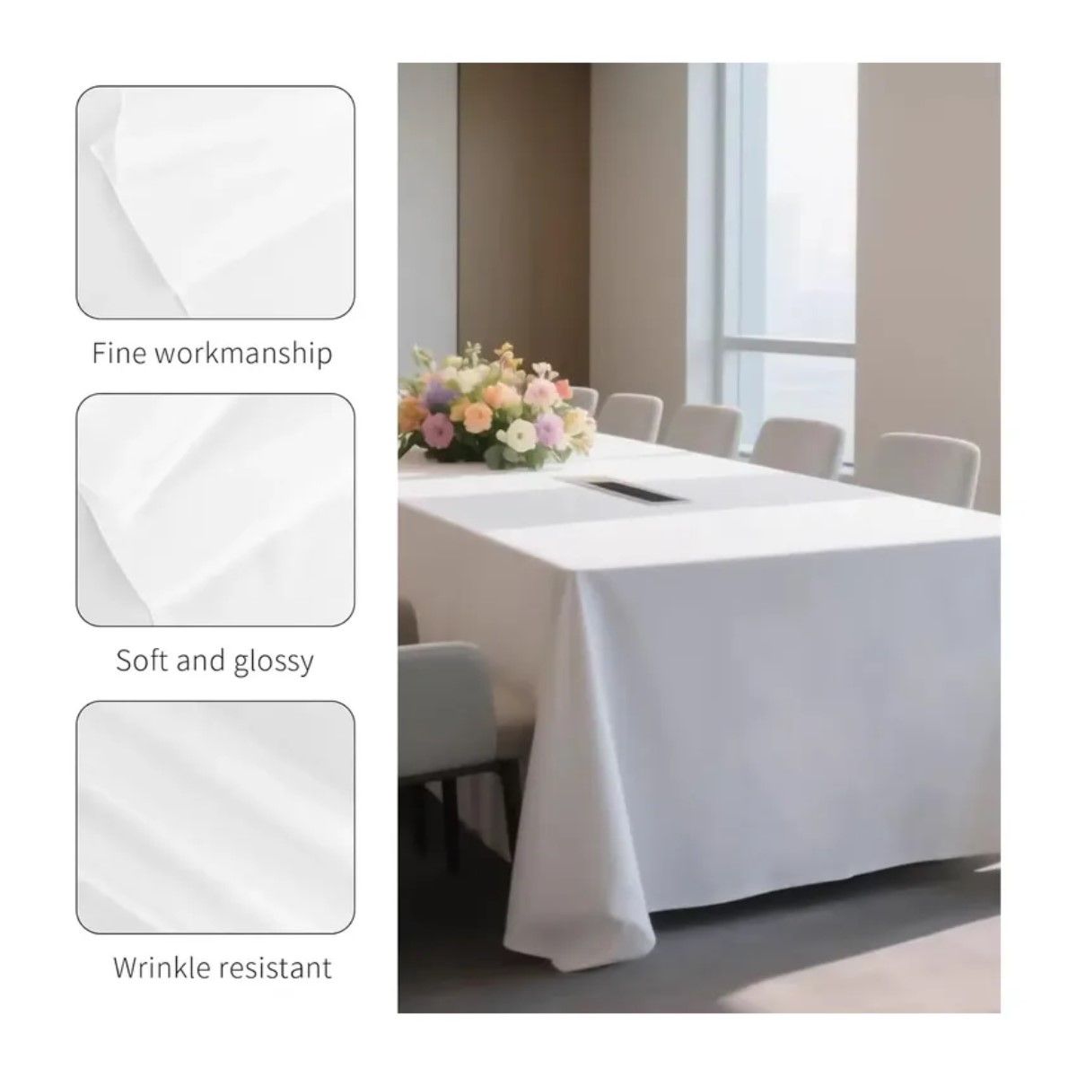 GENERICO - Mantel Rectangular Antimanchas Impermeable 220 X 140cm Color Color Blanco BELUG