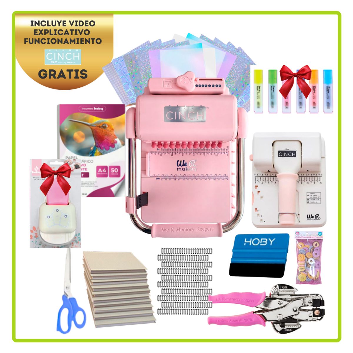 CINCH - KIT DE ENCUADERNADORA CICH PINK + DISC CINCH KP04