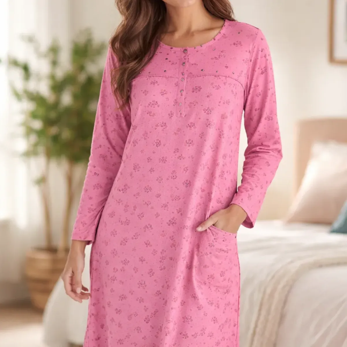 AGW - Pack 3 Camisas De Dormir Mujer Franela Manga Larga