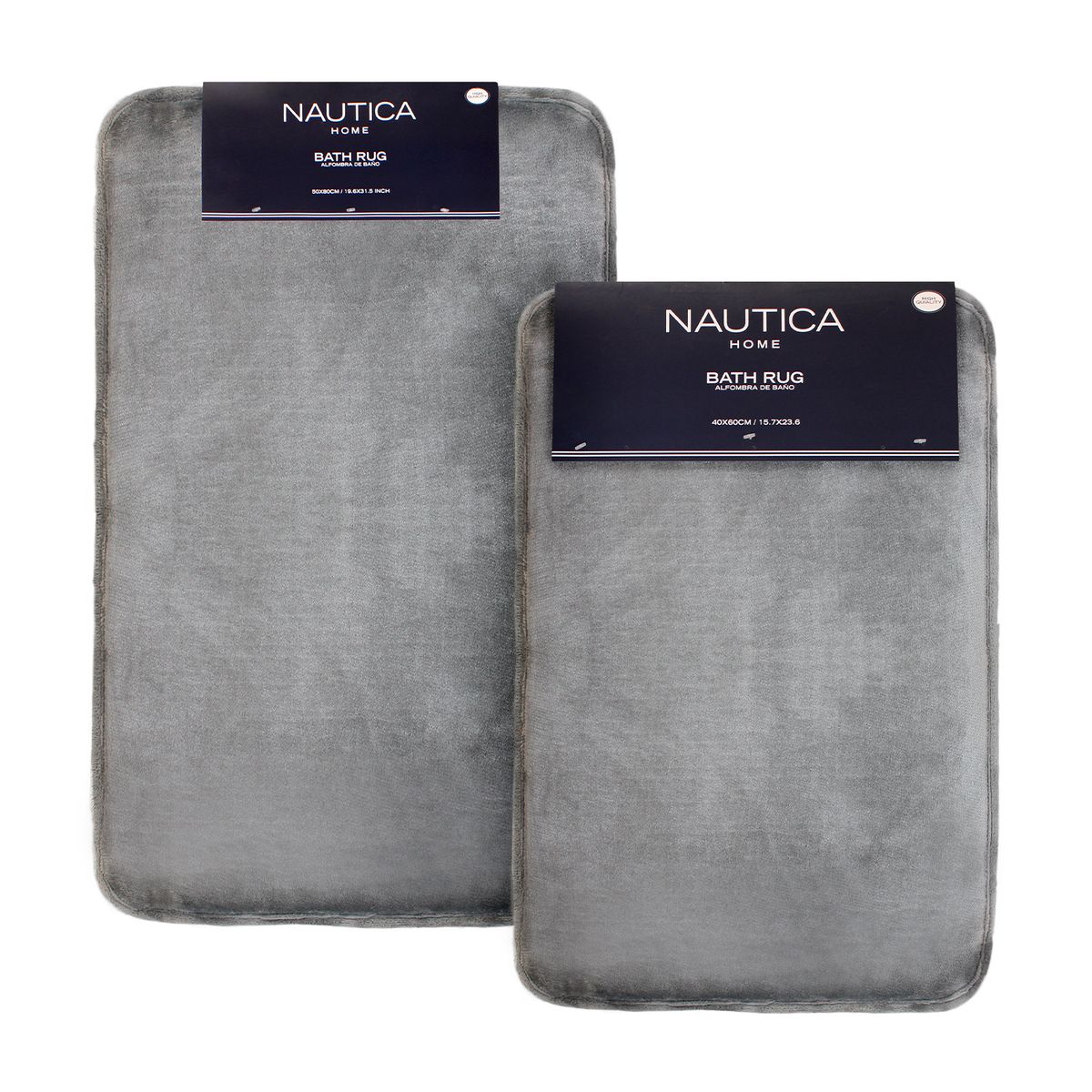 NAUTICA - Pack 2 Alfombras de Baño Nautica Home 40x60 + 50x80cm gris