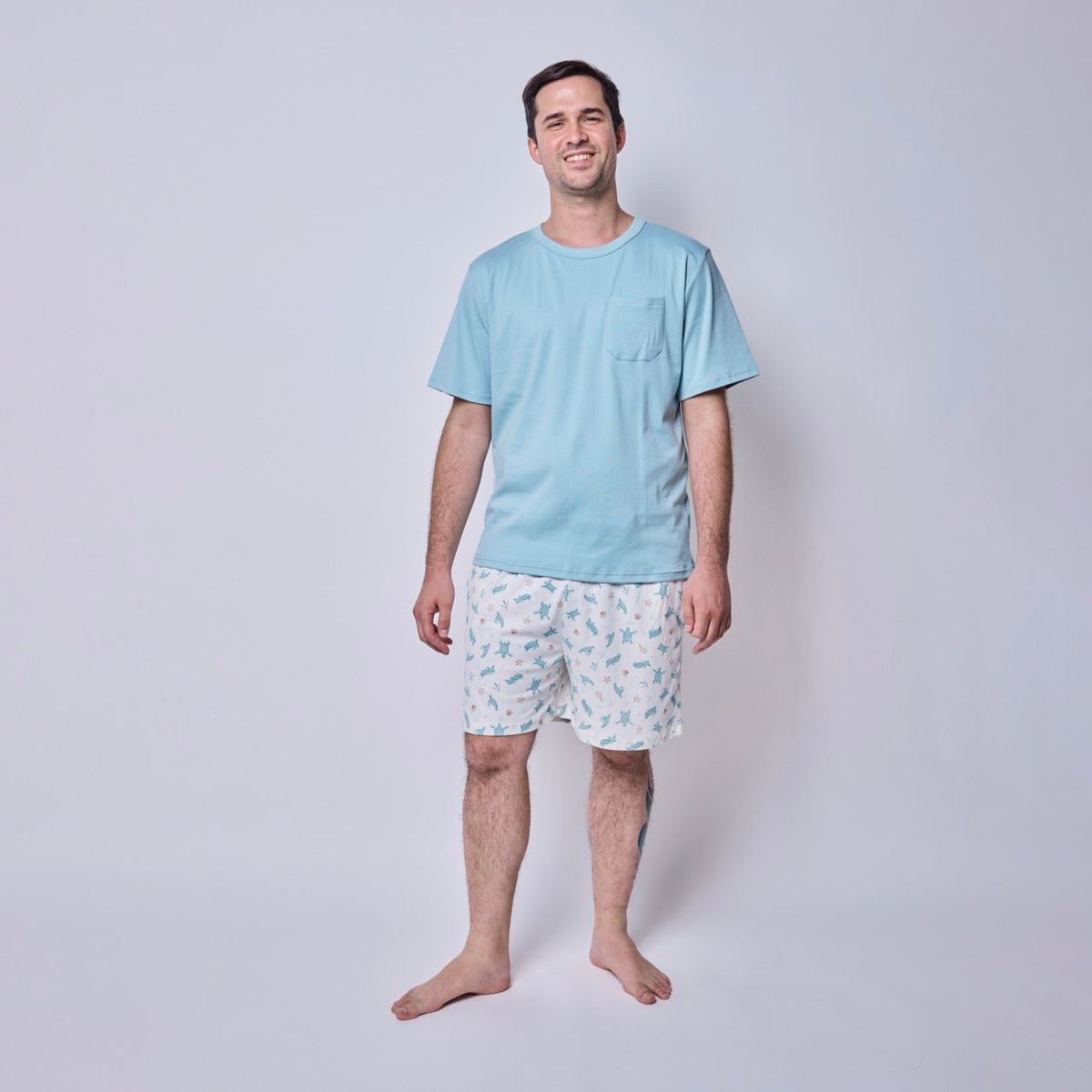 SIMPLY B - Pijama corto tortugas acuarela hombre
