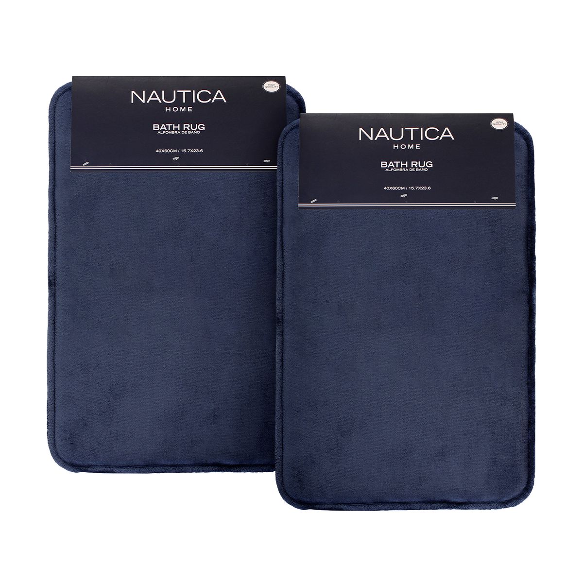 NAUTICA - Pack 2 Alfombras de Baño Nautica Home 40x60cm Flannel antideslizante azul