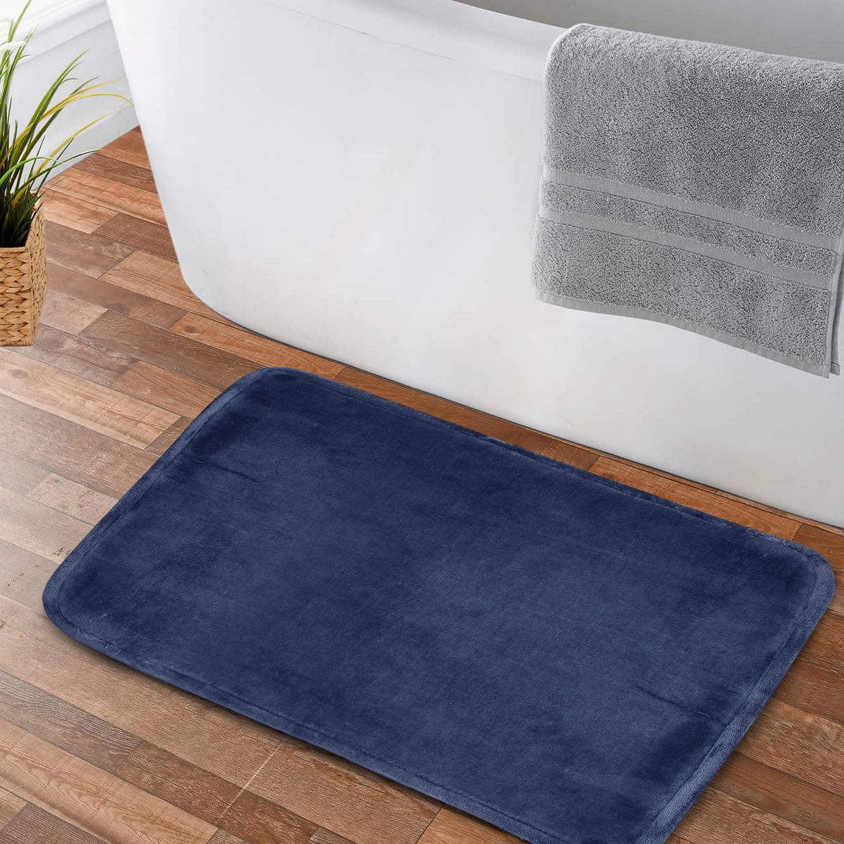 NAUTICA - Pack 2 Alfombras de Baño Nautica Home 40x60cm Flannel antideslizante azul