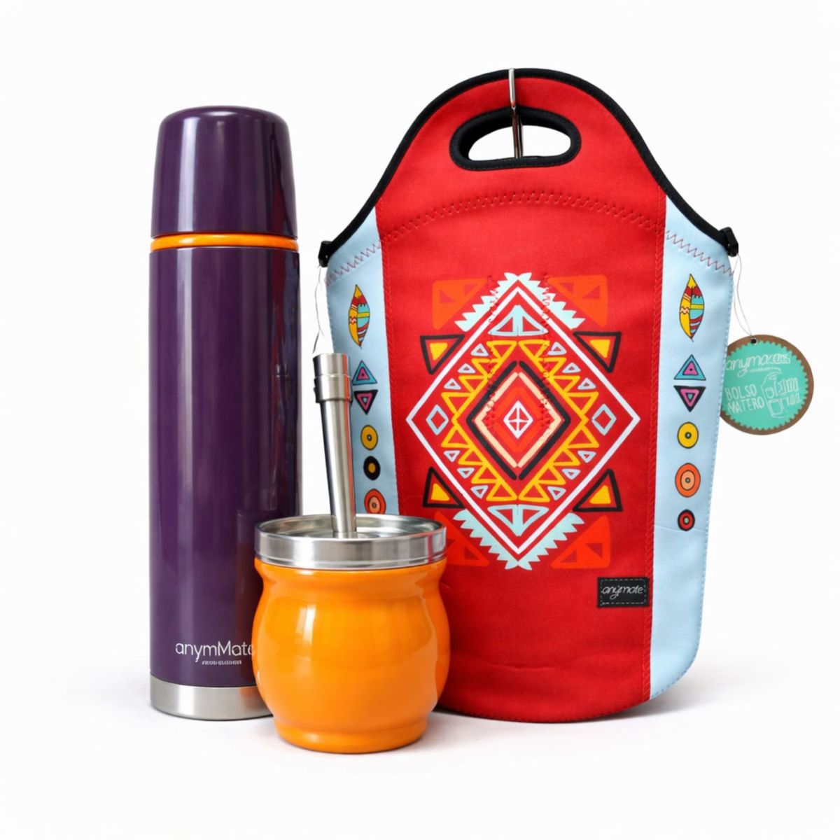 GENERICO - Pack Matero 4 en 1 / Bolso Matero + Mate + Bombilla + Termo