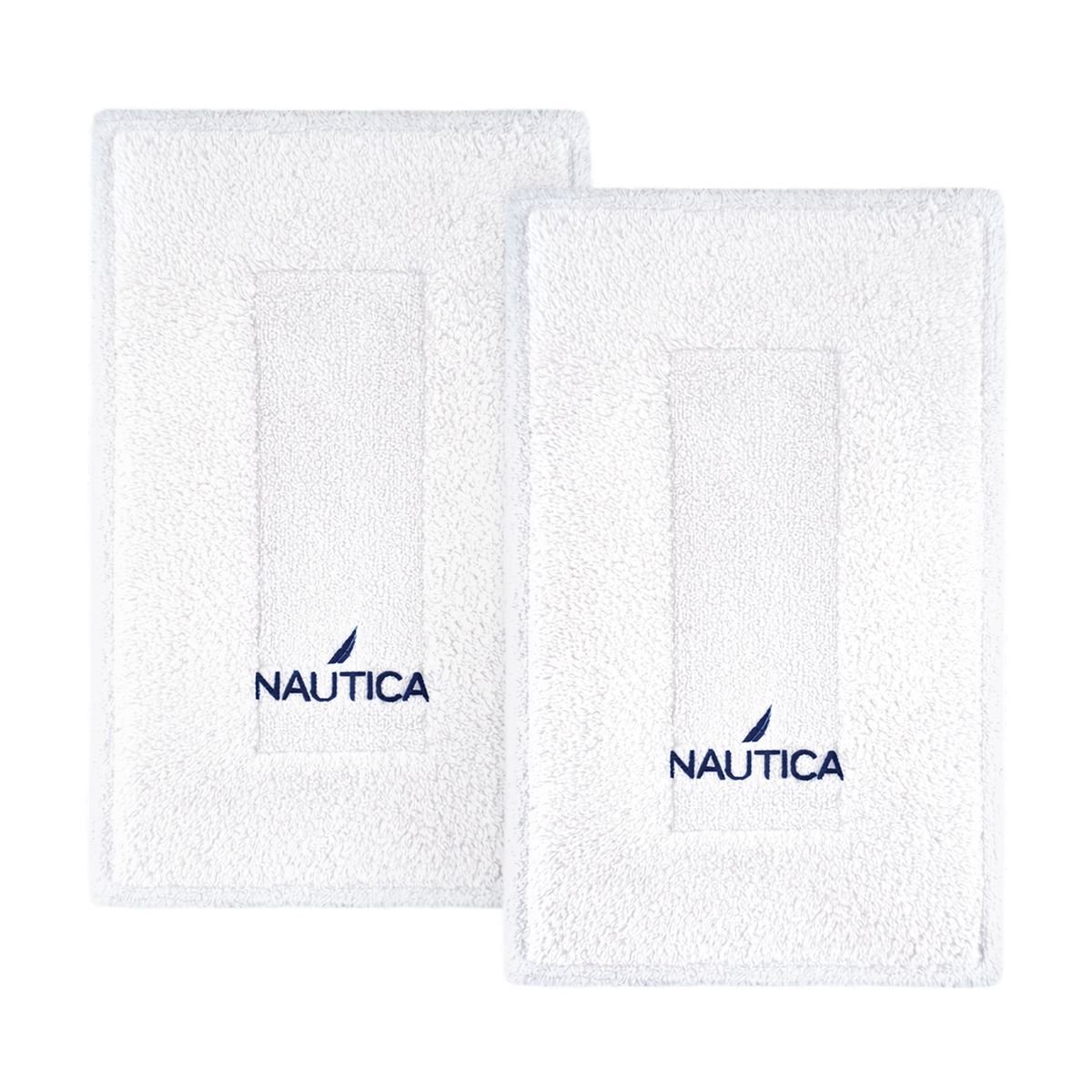 NAUTICA - Pack 2 Alfombras de Baño algodón absorbente GOZO Nautica 50x80cm blanco