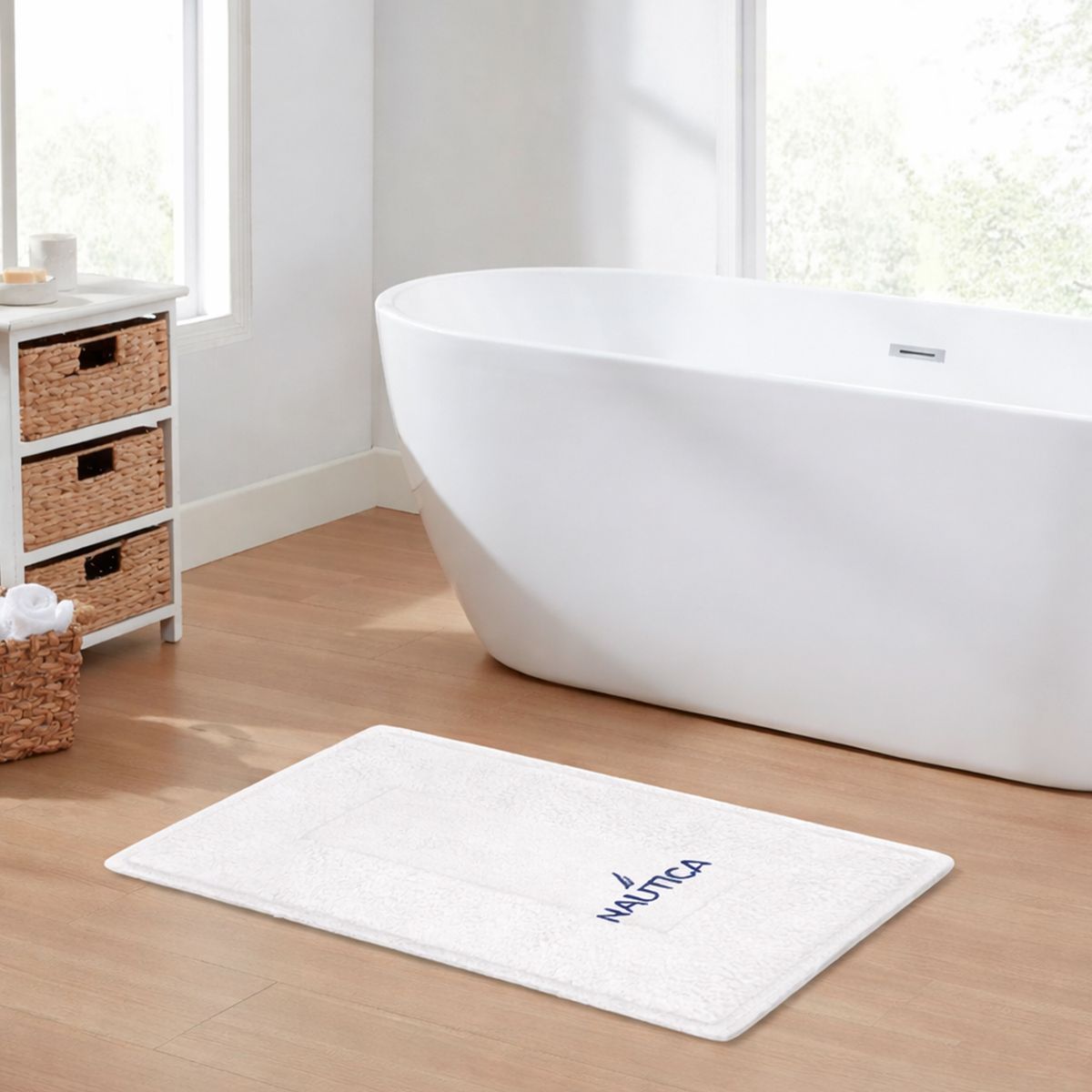 NAUTICA - Pack 2 Alfombras de Baño algodón absorbente GOZO Nautica 50x80cm blanco