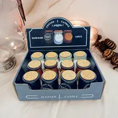 GENERICO - Velas aromáticas, frasco de vidrio con tapa , varias fragancias CAJAx12