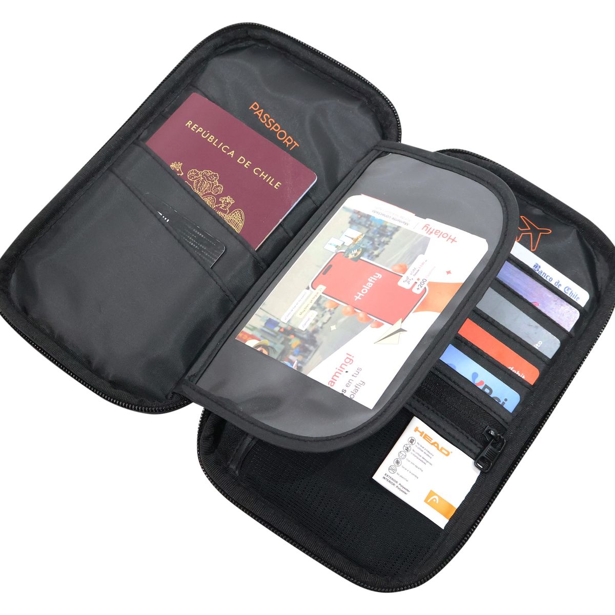 HEAD - Porta Pasaporte Organizador Documentos Miles Negro Head