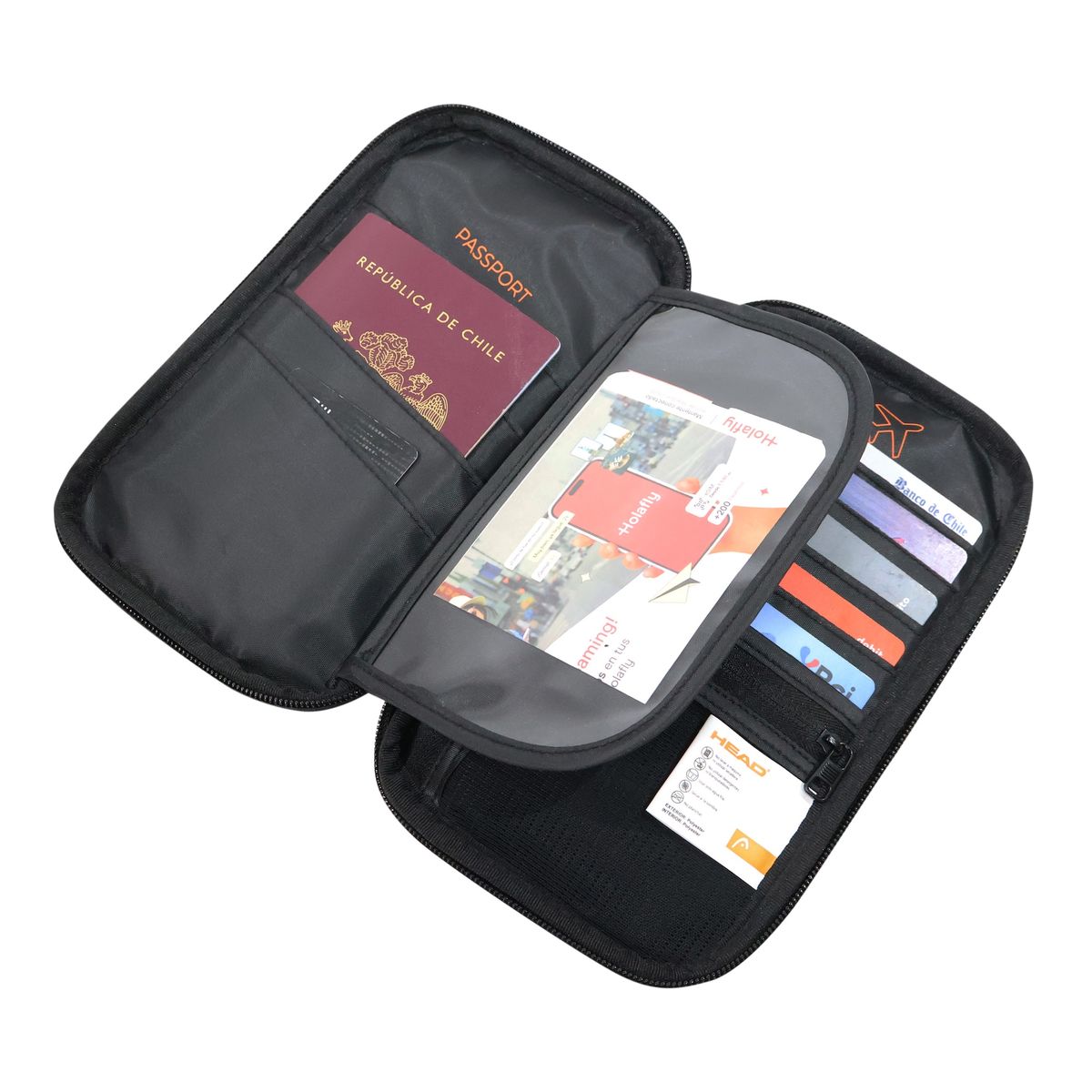 HEAD - Porta Pasaporte Organizador Documentos Miles Negro Head