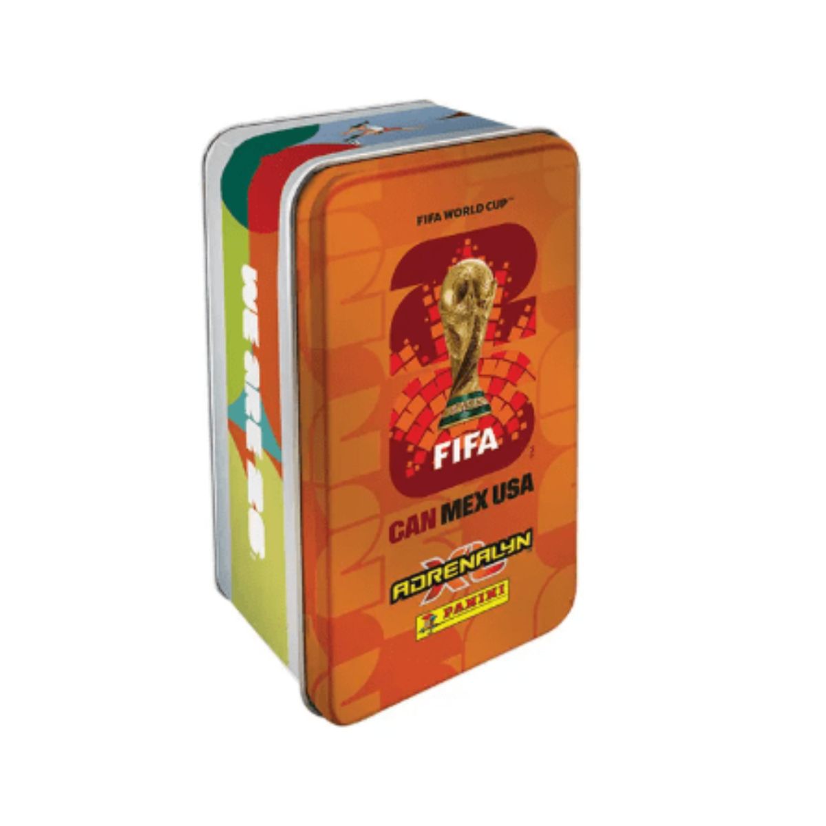 PANINI - CAJA METÁLICA COLECCIONABLE NARANJO – FIFA WORLD CUP 2026 ADRENALYN XL
