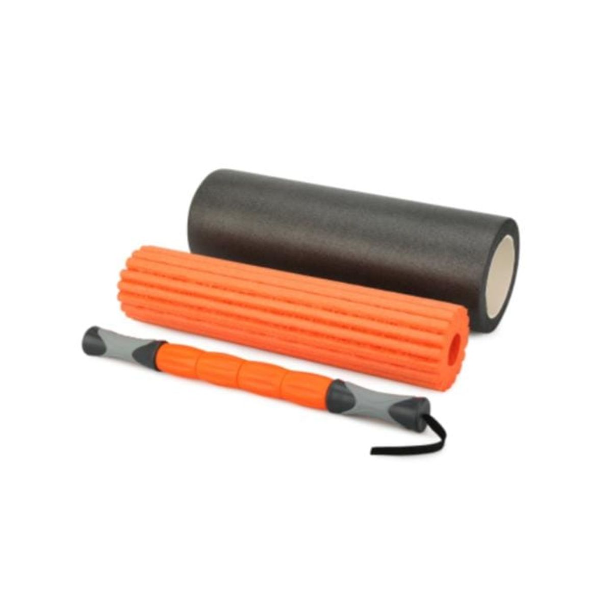 GENERICO - Set 3 Foam Roller 46*15cm Negro/Naranjo - Rising