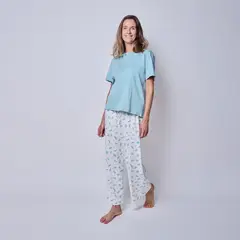 SIMPLY B - Pijama mujer pantalón y polera tortugas acuarela