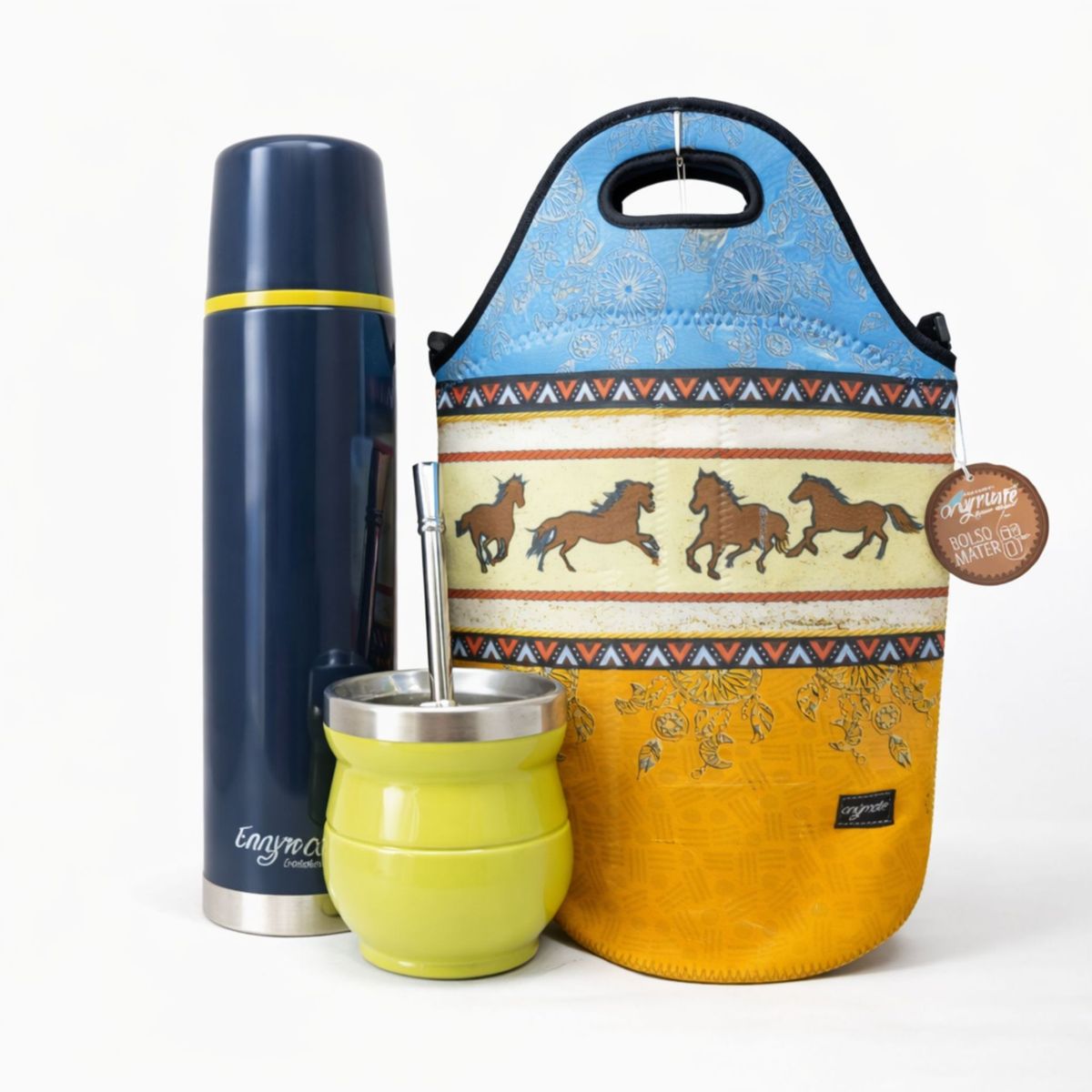 GENERICO - Pack Matero 4 en 1 / Bolso Matero + Mate + Bombilla + Termo