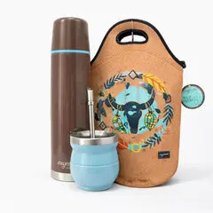 GENERICO - Pack Matero 4 en 1 / Bolso Matero + Mate + Bombilla + Termo