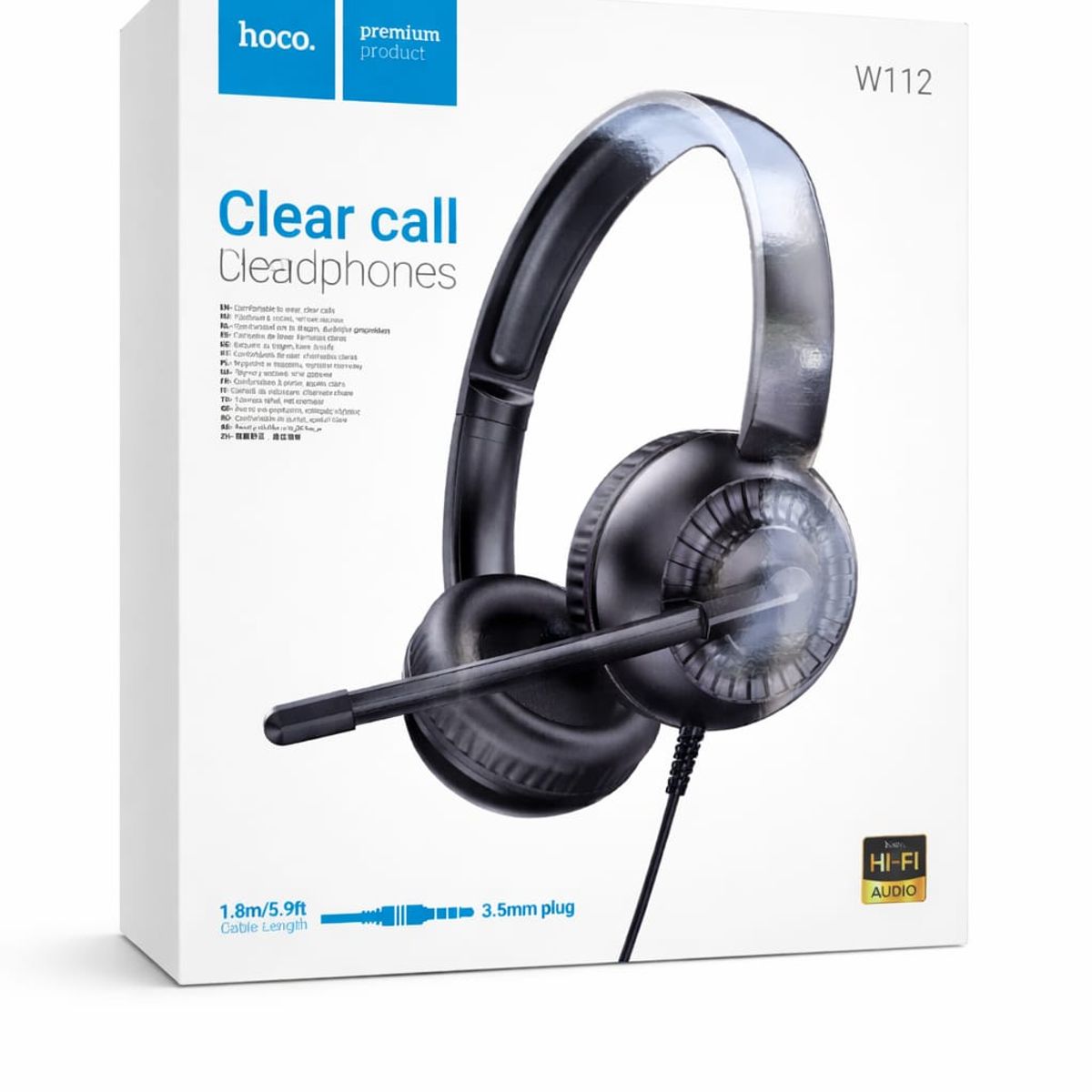 HOCO - Audífonos con Micrófono Tipo Call Center Hoco W112 Cable 3.5mm Ajustables
