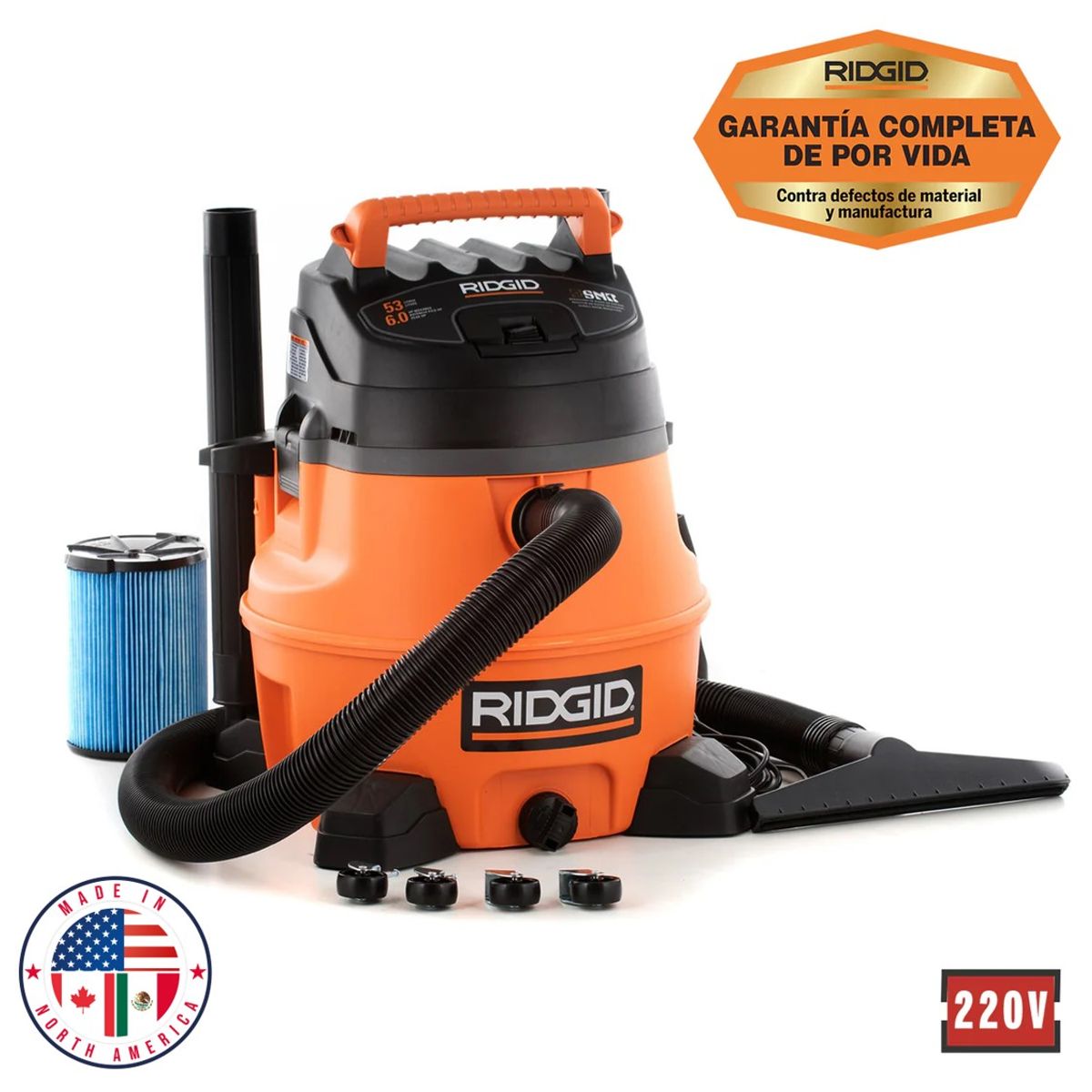 RIDGID - Aspiradora ridgid seco-mojado 53L 6.0 HP WD1455BR0
