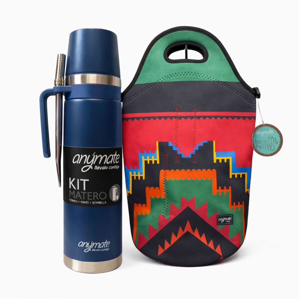 GENERICO - Pack Matero 4 en 1 / Bolso Matero + Mate + Bombilla + Termo