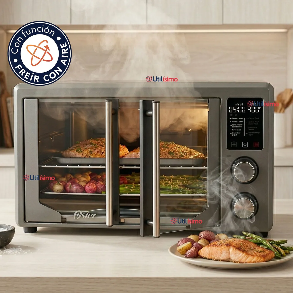OSTER - Horno con freidora de aire digital Oster® de 42 litros, puertas francesas, TSSTTV42FDDAFNS 1700W