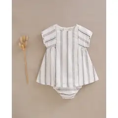 DADATI - Vestido de bebé niña en rayas negras y blancas