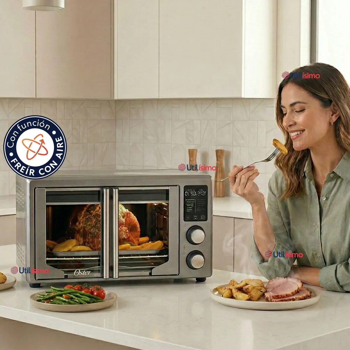 OSTER - Horno con freidora de aire digital Oster® de 42 litros, puertas francesas, TSSTTV42FDDAFNS 1700W