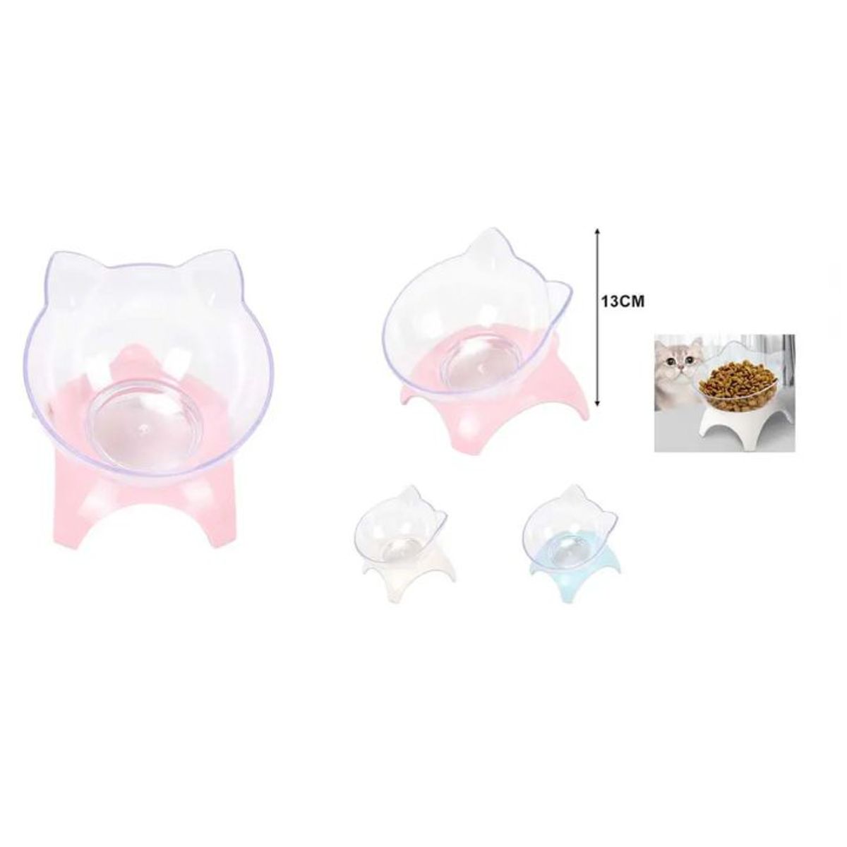 GENERICO - Comedero Bowl Para Gatos - 13 cm - Plástico No Tóxico - Colores Surtidos