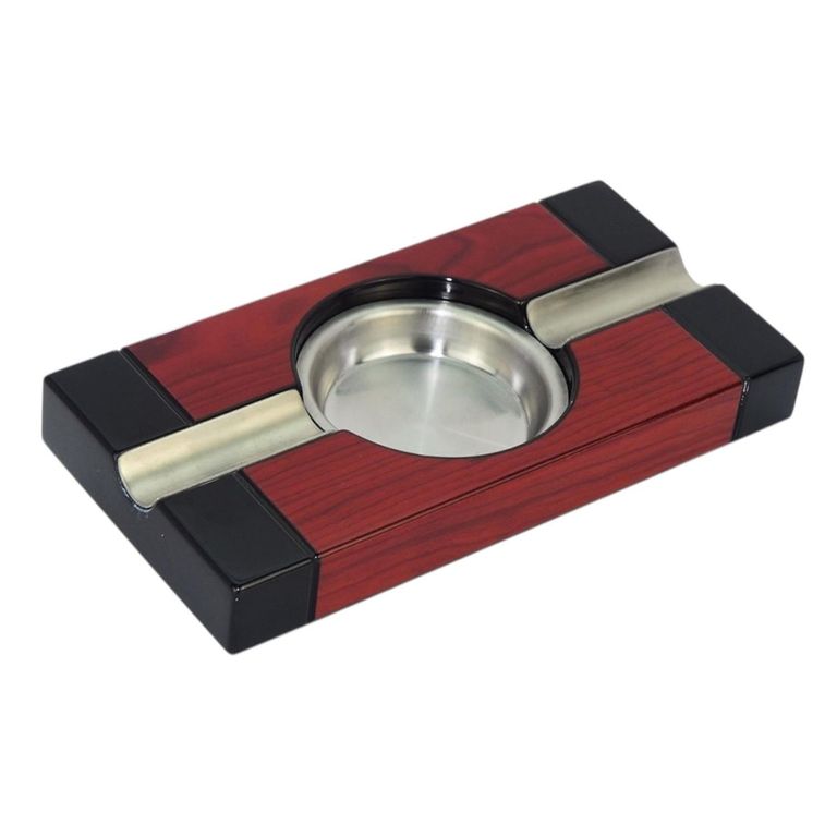 R24 Cenicero para Puros Cherry Negro con Plato Metal