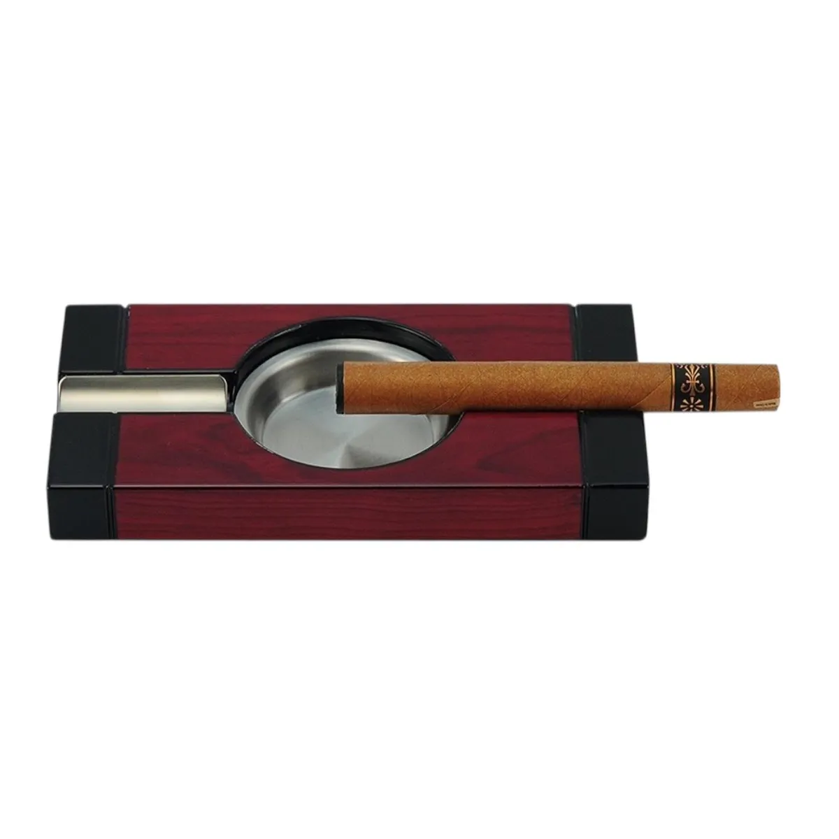 R24 - Cenicero para Puros Cherry Negro con Plato Metal