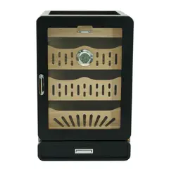 R24 - Gabinete Humidor Negro Mate 4 Bandejas y Cajon