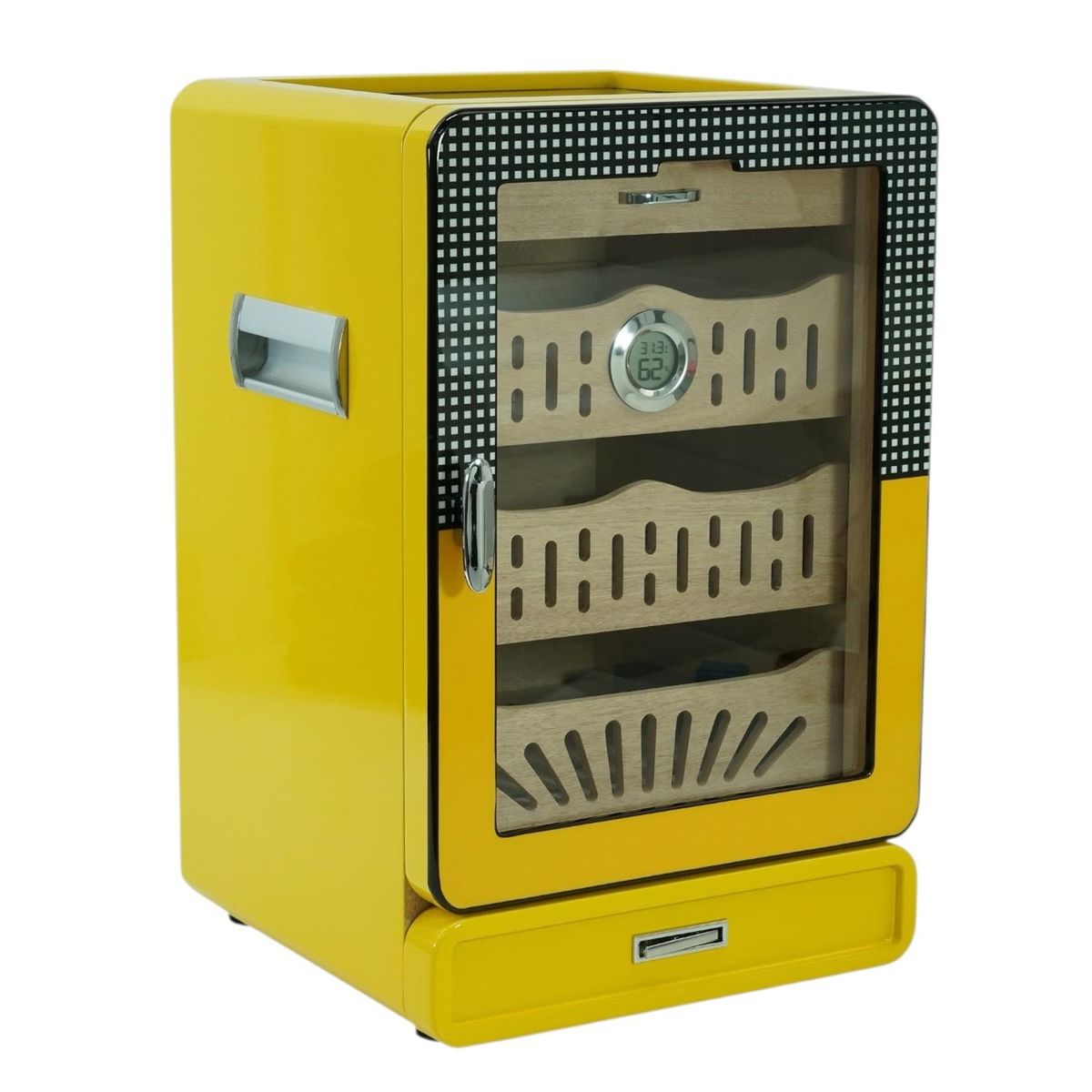 R24 - Gabinete Humidor Puros Amarillo Brillo Bandejas