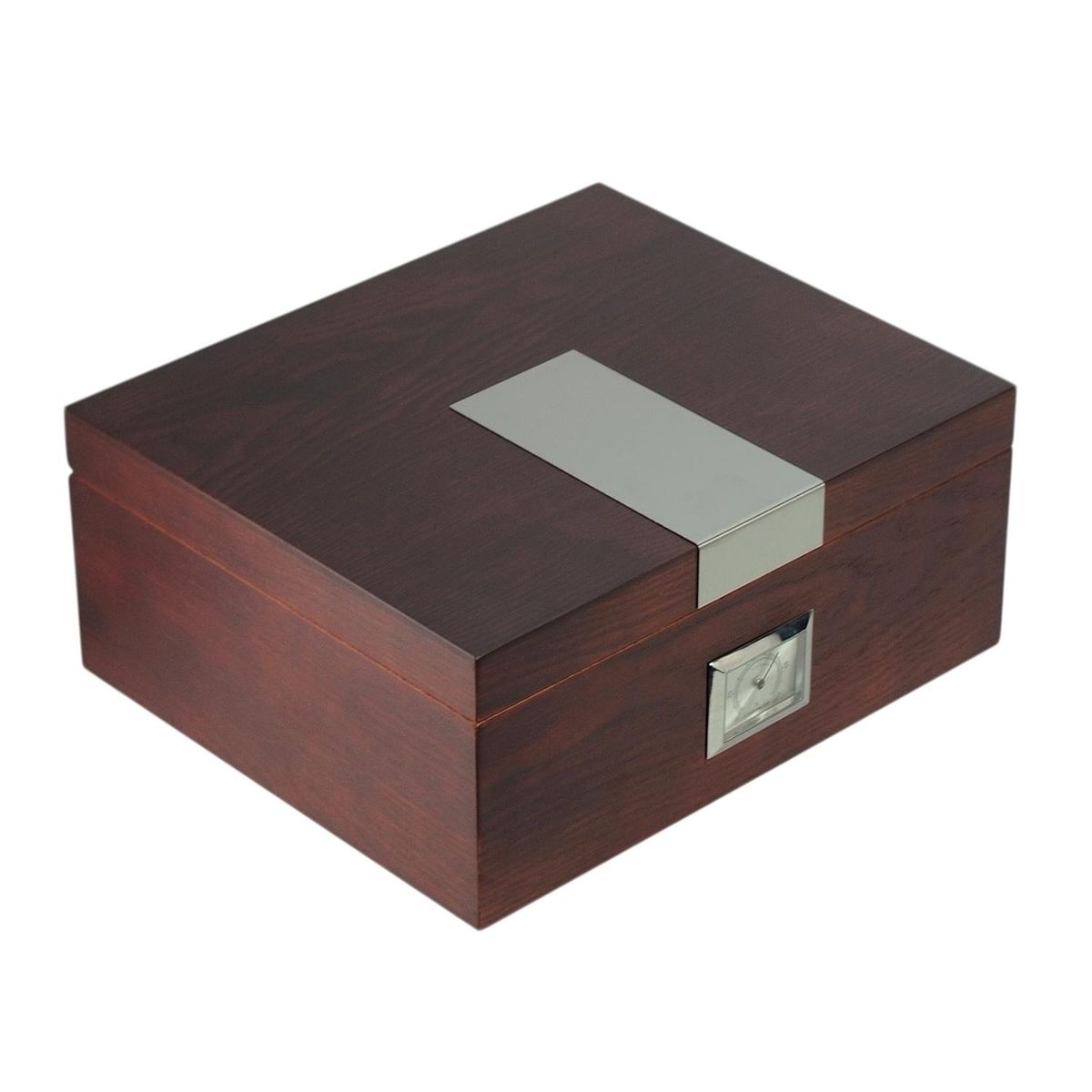 R24 - Humidor 25 Puros Antique MDF Caoba Plateado