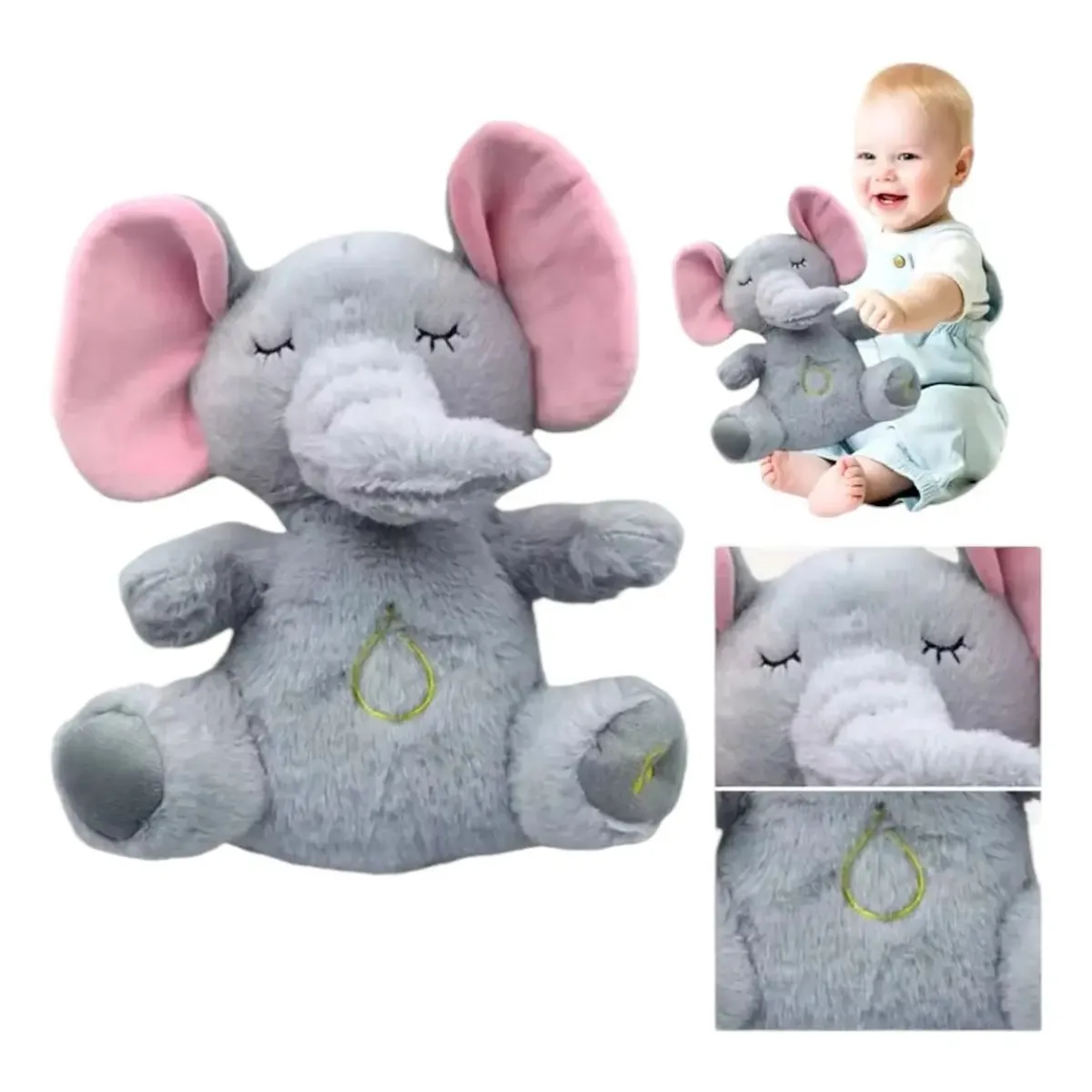 GENERICO - Peluche Realista Elefante Bebe Estimulacion Sensorial Sonido