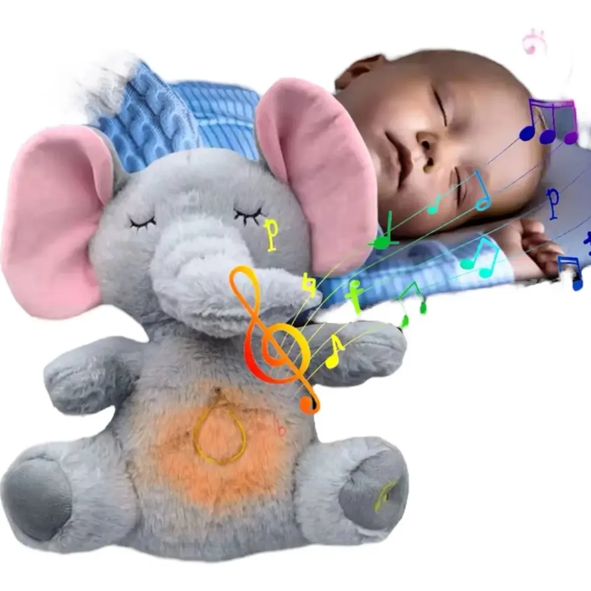 GENERICO - Peluche Realista Elefante Bebe Estimulacion Sensorial Sonido